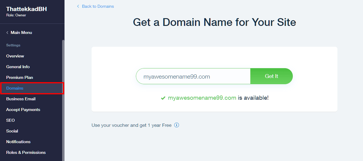 Purchasing domain name through Wix
