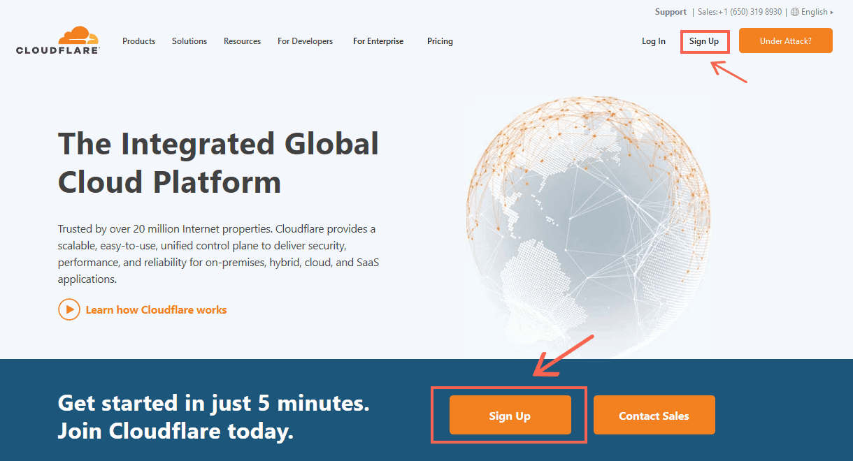 sign-up - Cloudflare on WordPress