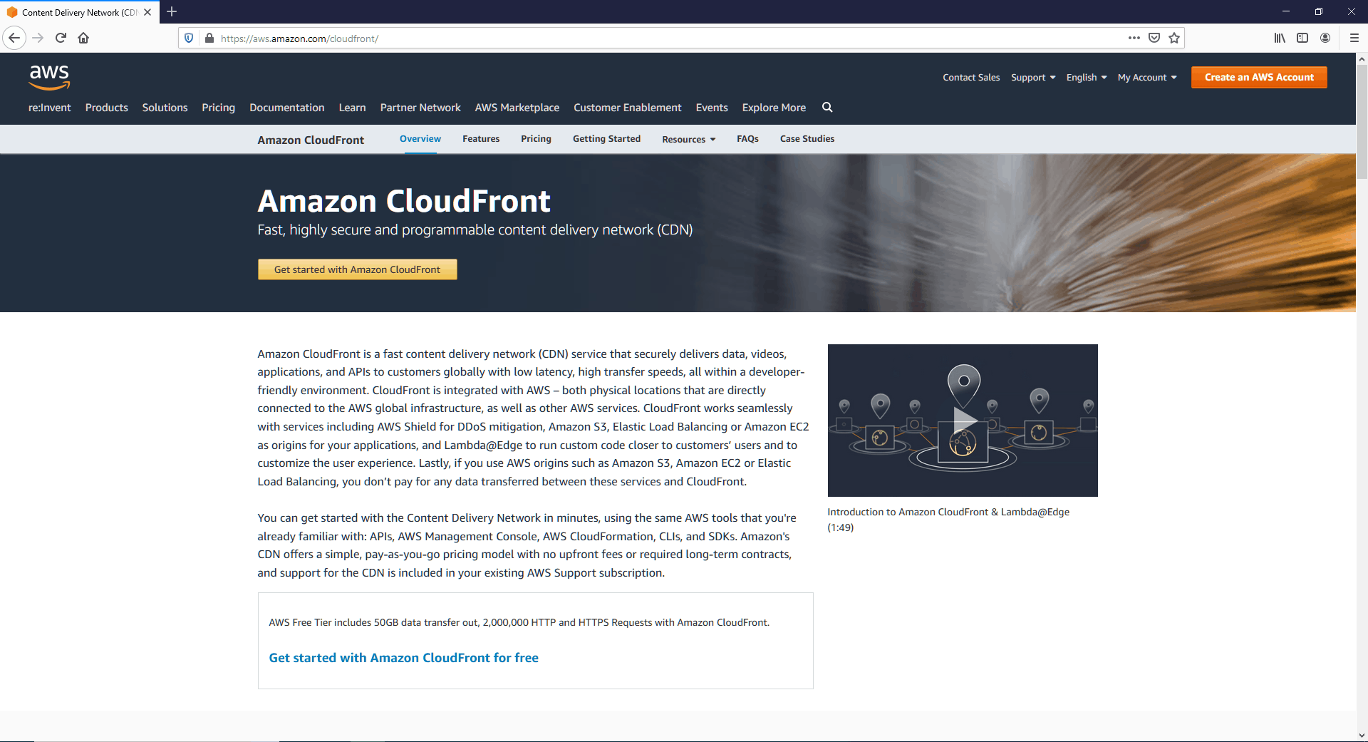 Amazon Cloudfront content delivery network