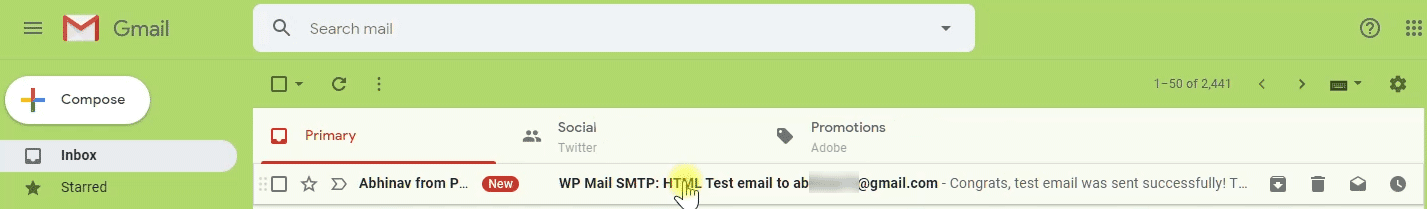 test email successfully