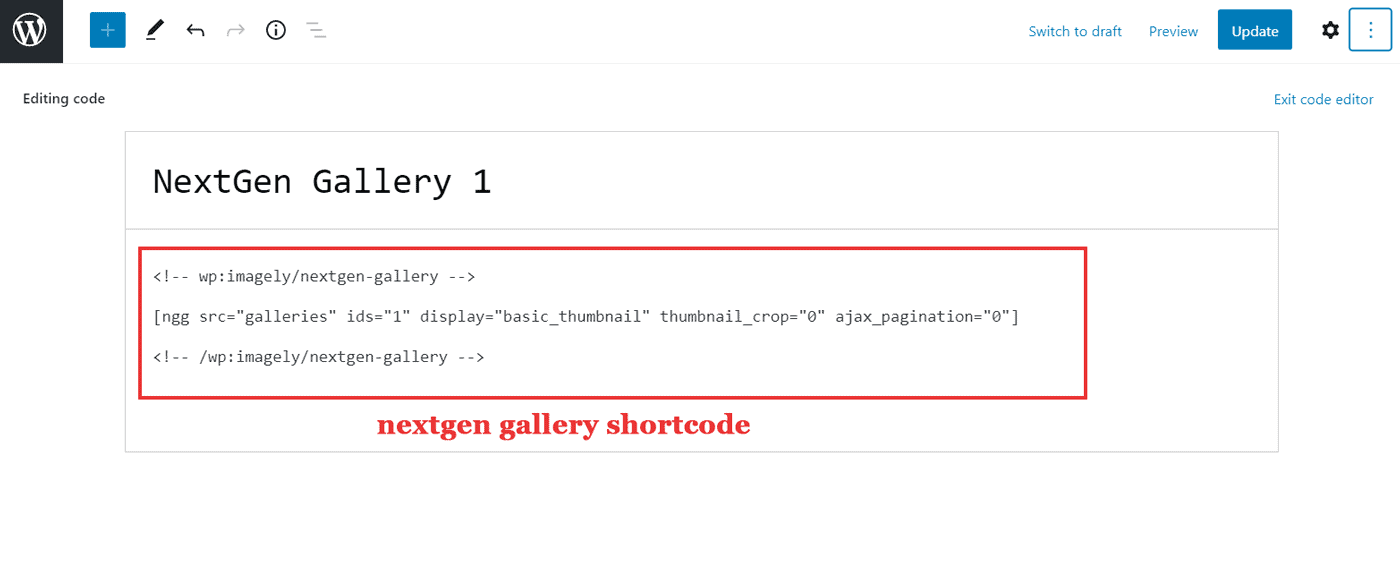 nextgen gallery shortcode