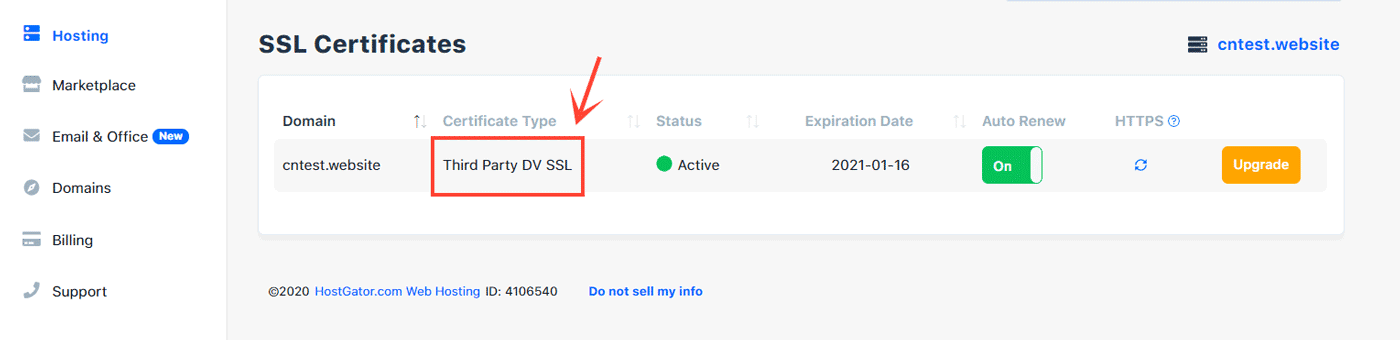 third-party ssl certificate installed