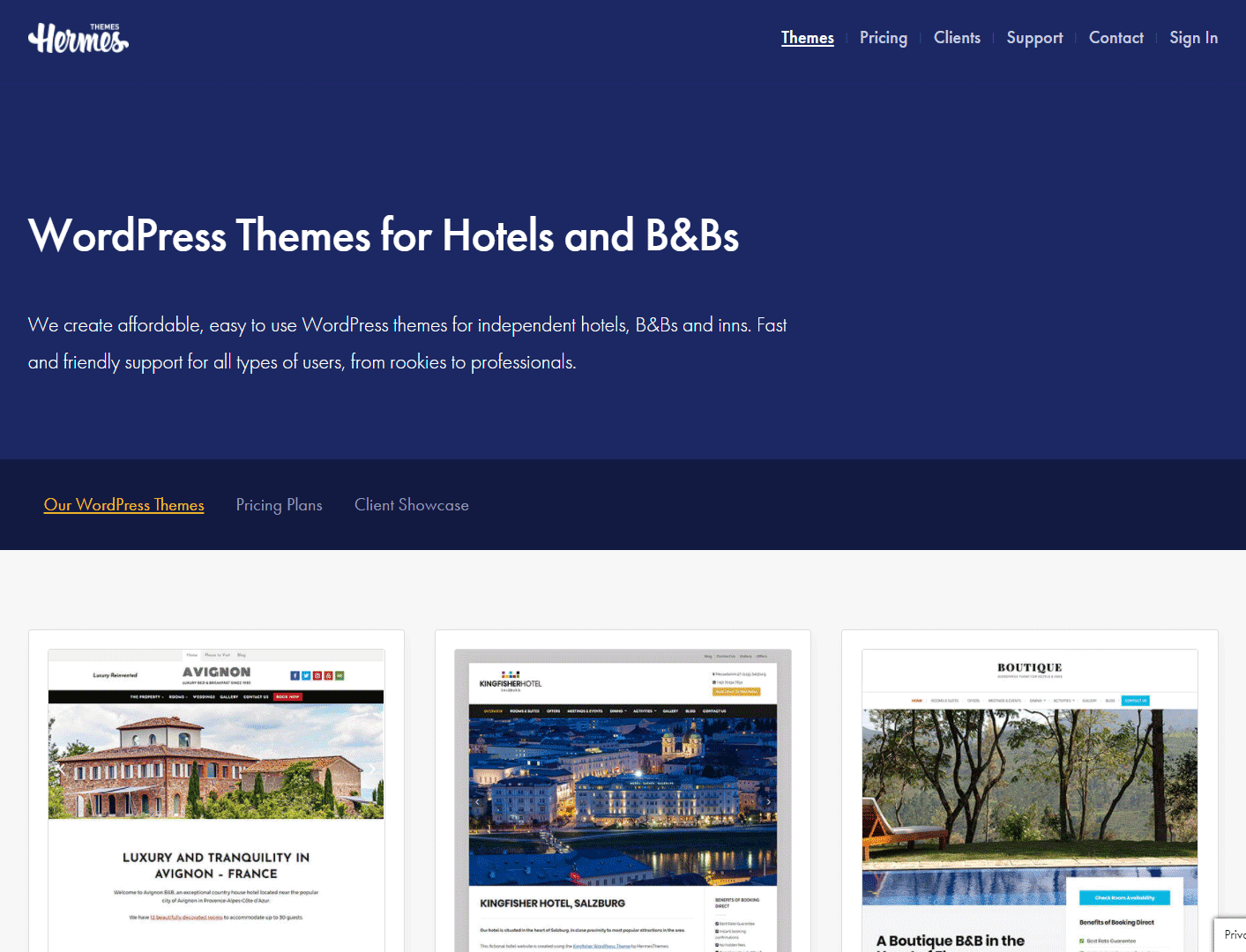 hermes themes - premium hotel themes for wordpress