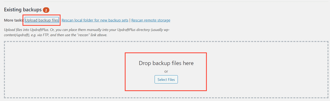 upload backup files