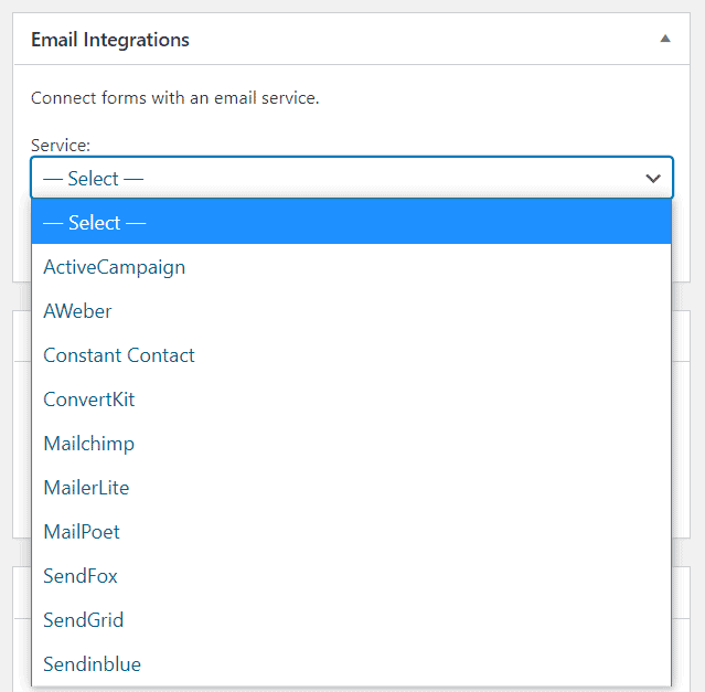 email integrations in happyforms