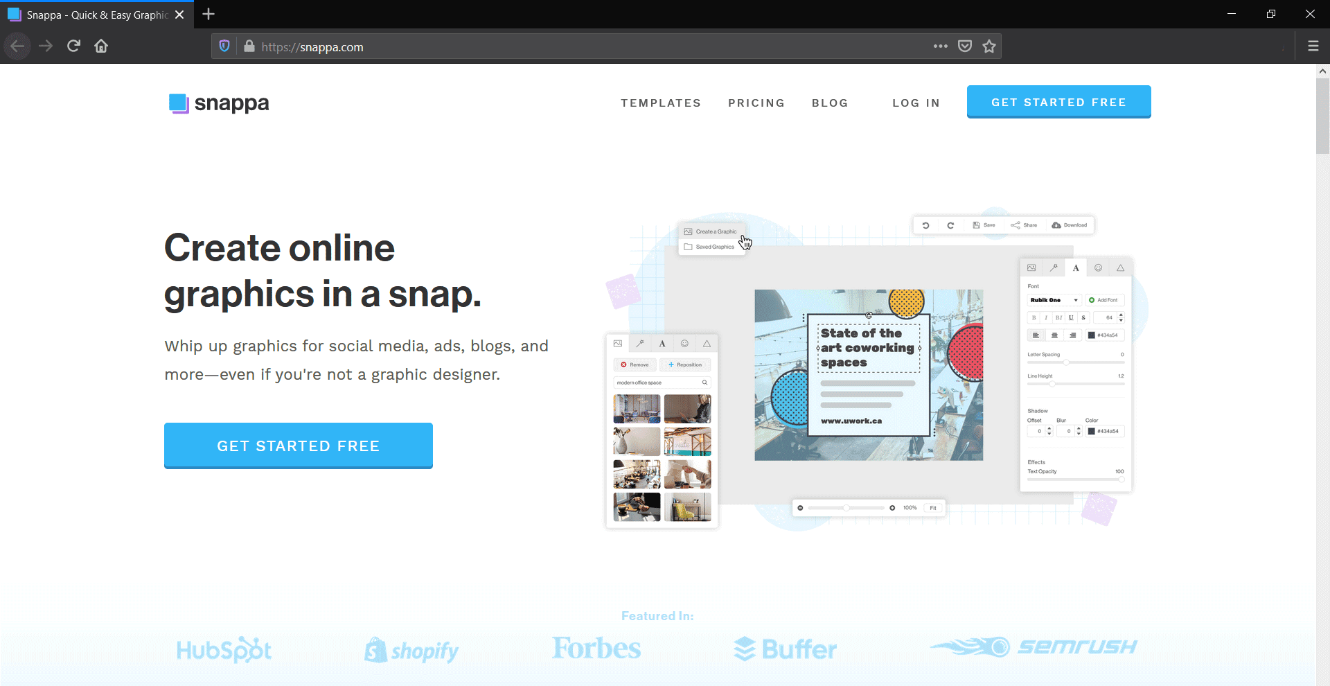 snappa home page - canva alternative