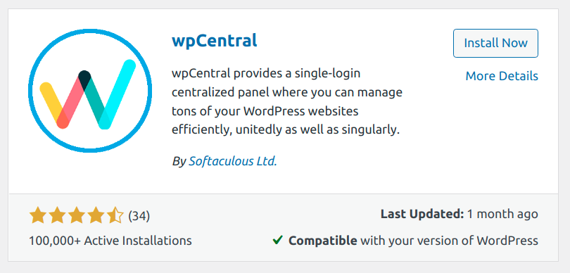 wpCentral plugin install